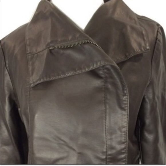 Bagatelle espresso brown faux leather asymmetrical moto jacket size Small - Picture 4 of 4